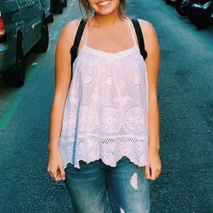 Zara White Eyelet Tank